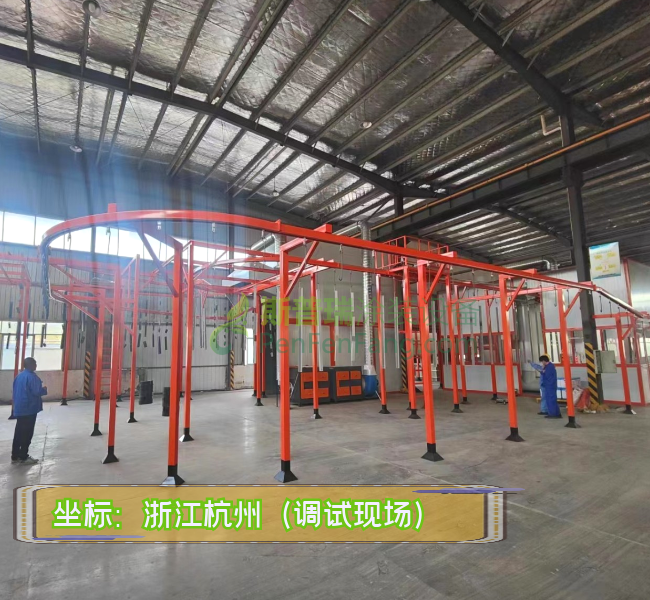 電梯噴涂生產線設備調試現場